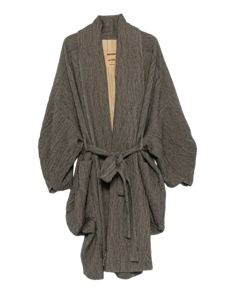 Uma Wang herringbone-pattern belted coat - Grau Grau