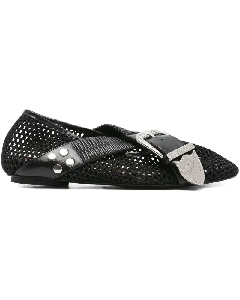 Toga Mesh-Ballerinas mit Schnallendetail - Schwarz Schwarz