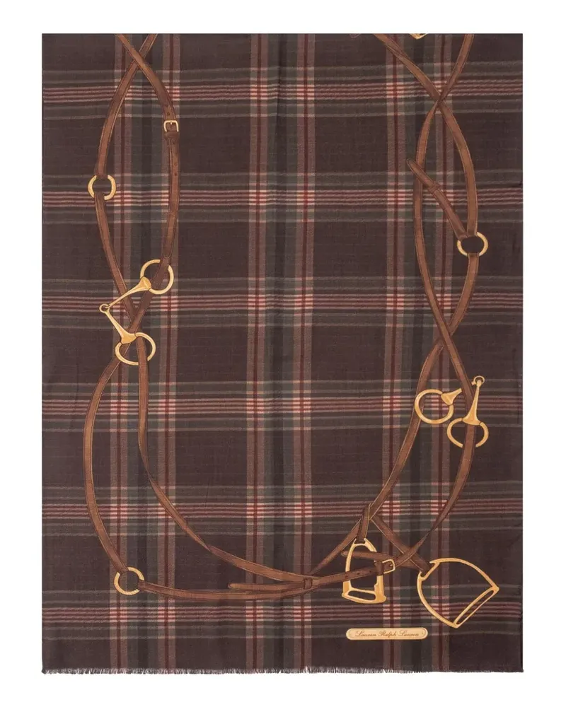 Ralph Lauren Karierter Schal mit Reitsport-Print - Braun Braun