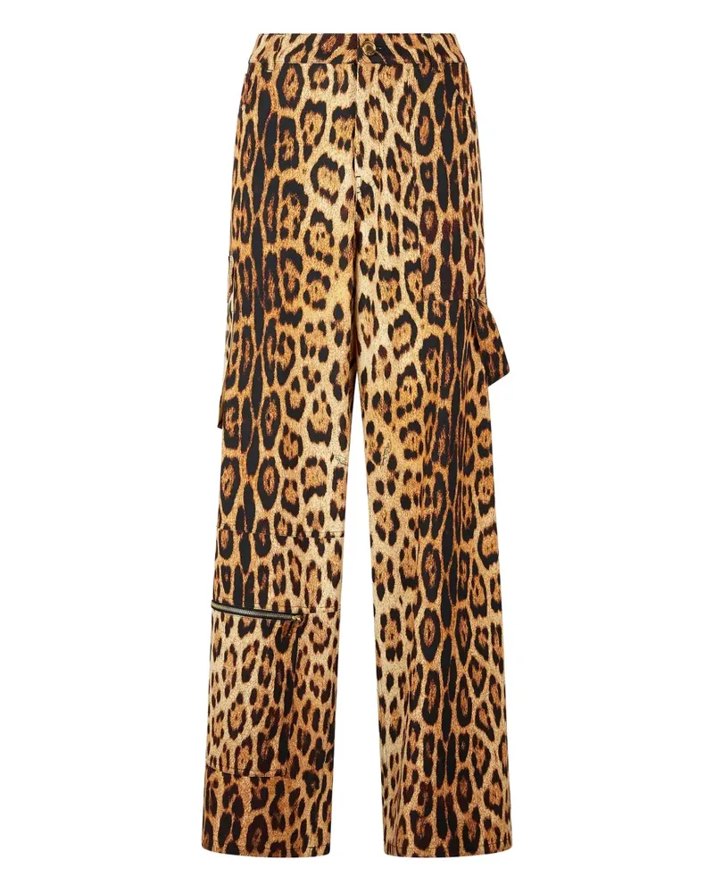 Roberto Cavalli Cargohose mit Jaguar-Print - Braun Braun