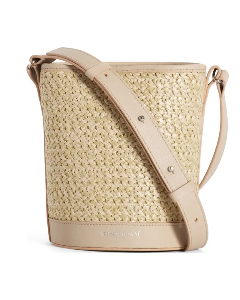 Kitsuné Beuteltasche aus gewebtem Stroh - Nude Nude
