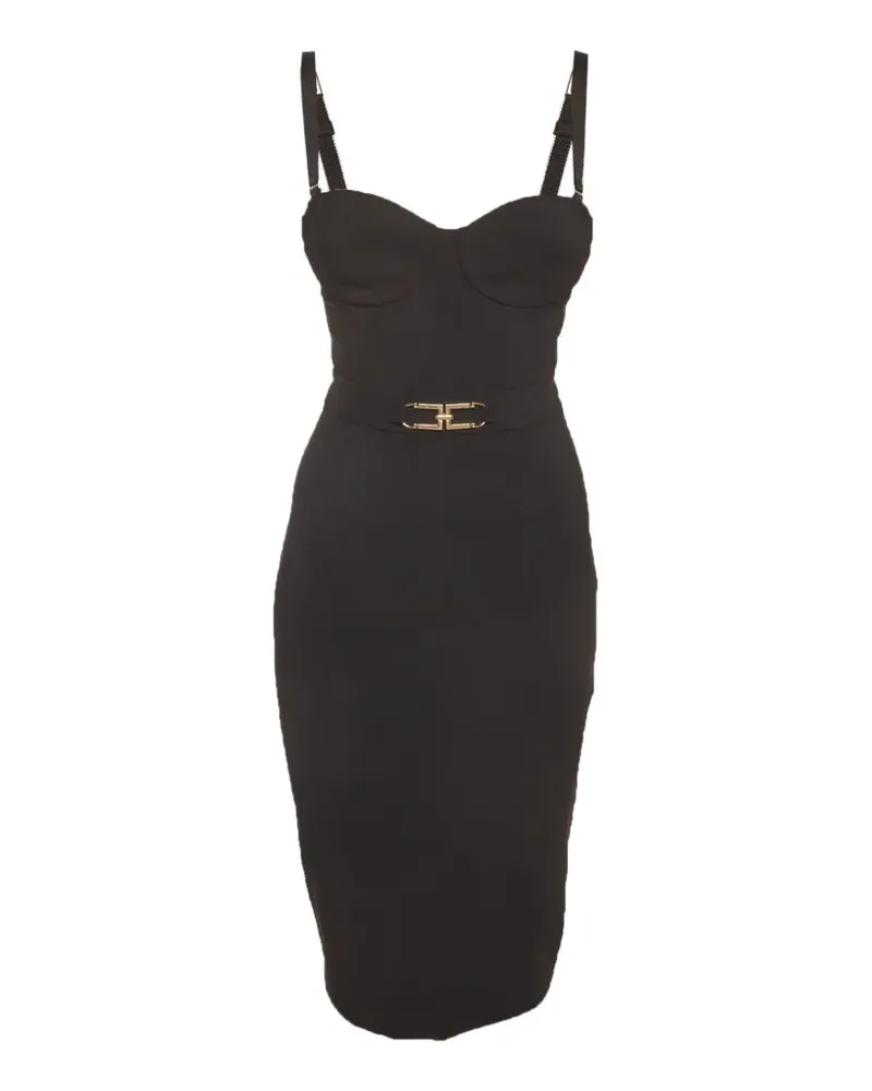 Elisabetta Franchi sleeveless belted midi dress - Schwarz Schwarz