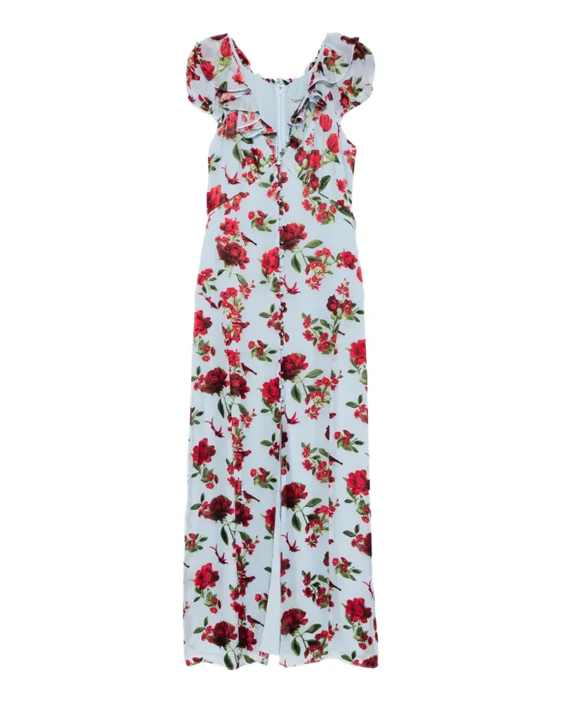 Alice + Olivia x Stacey Bendet Tara floral-print ruffled midi dress - Blau Blau