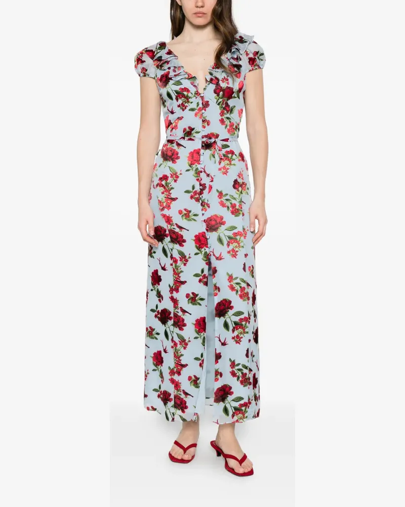 Alice + Olivia x Stacey Bendet Tara floral-print ruffled midi dress - Blau Blau