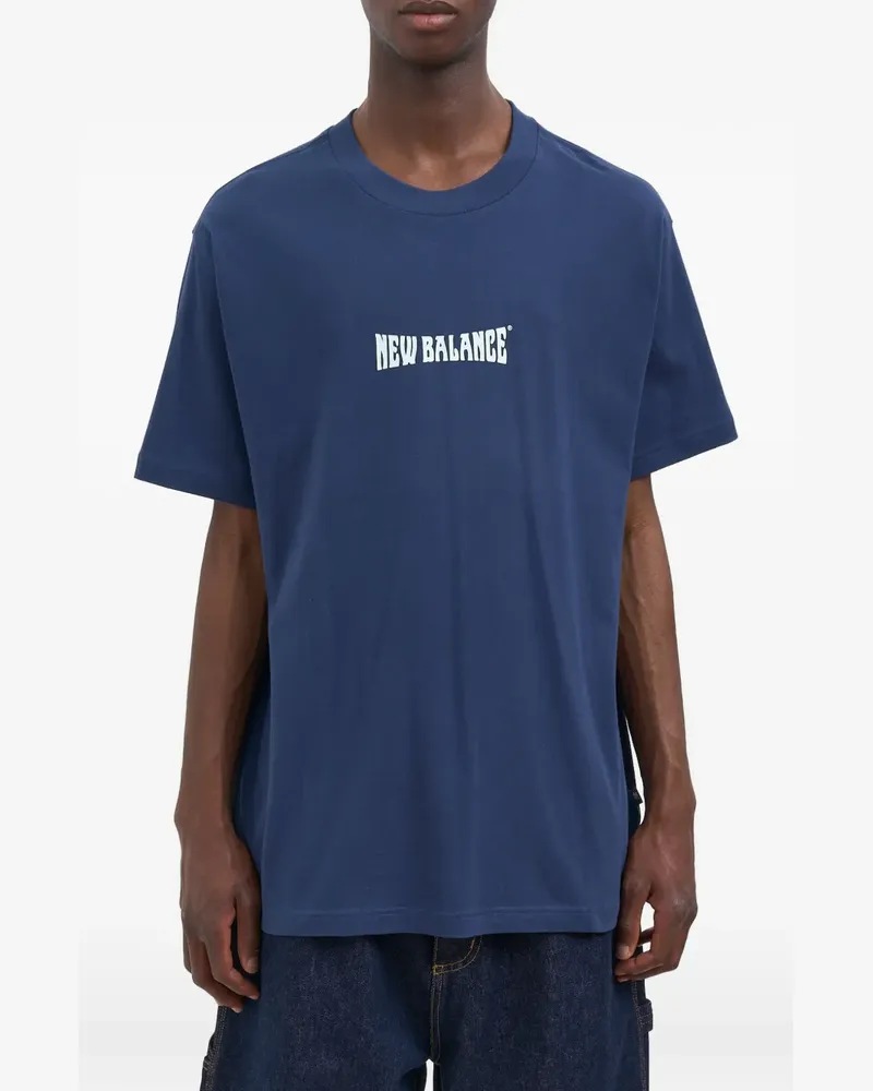 New Balance T-Shirt mit Logo-Print - Blau Blau