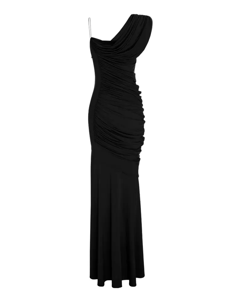V:PM ATELIER Sade asymmetric ruched maxi dress - Schwarz Schwarz