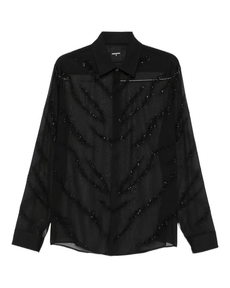 Patrizia Pepe crystal-embellished sheer shirt - Schwarz Schwarz
