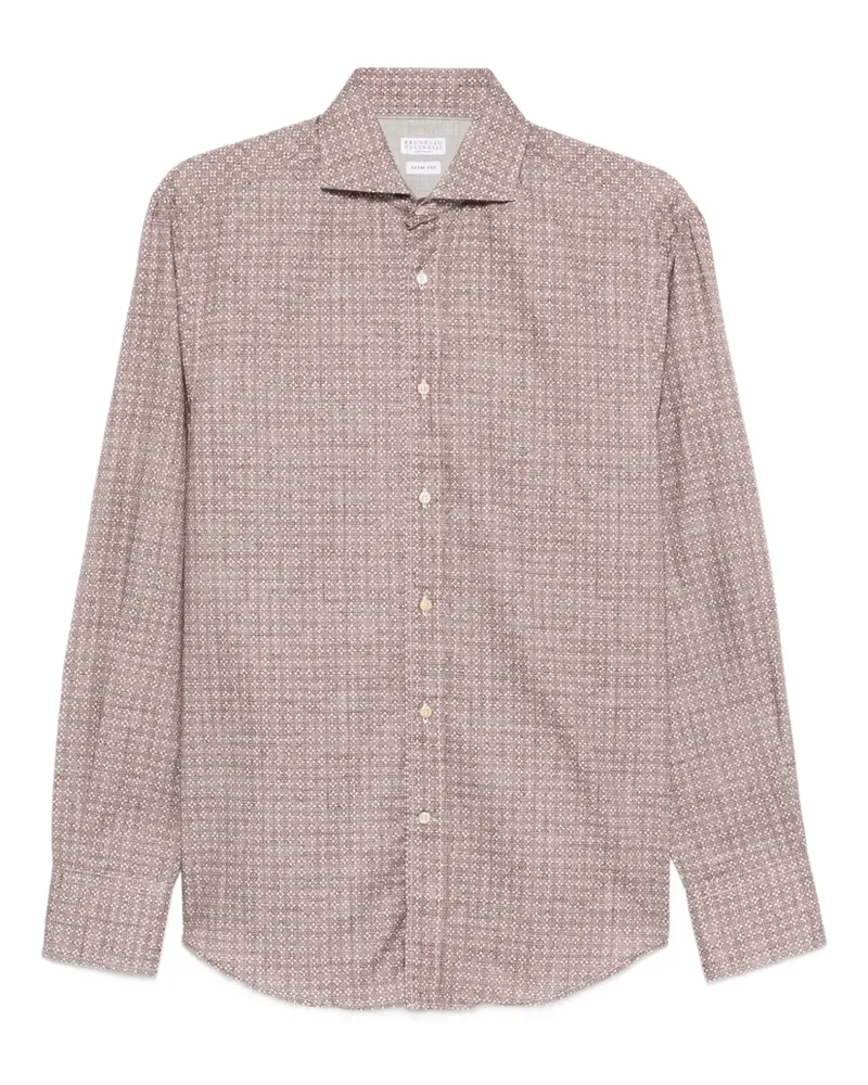 Brunello Cucinelli Gemustertes Hemd - Braun Braun