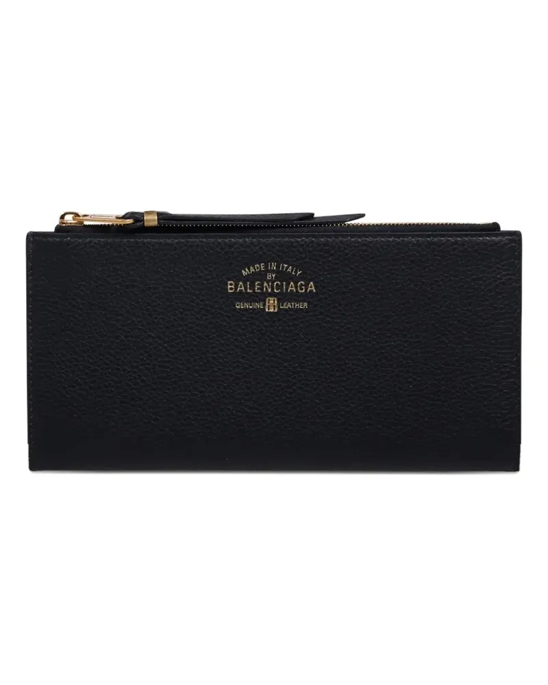 Balenciaga logo-print zipped wallet - Schwarz Schwarz