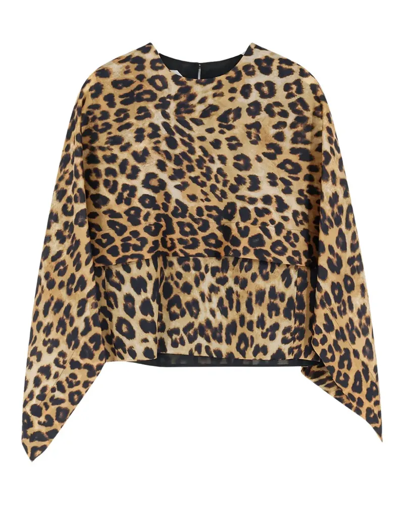 Alberta Ferretti animal-print cape-detail blouse - Nude Nude