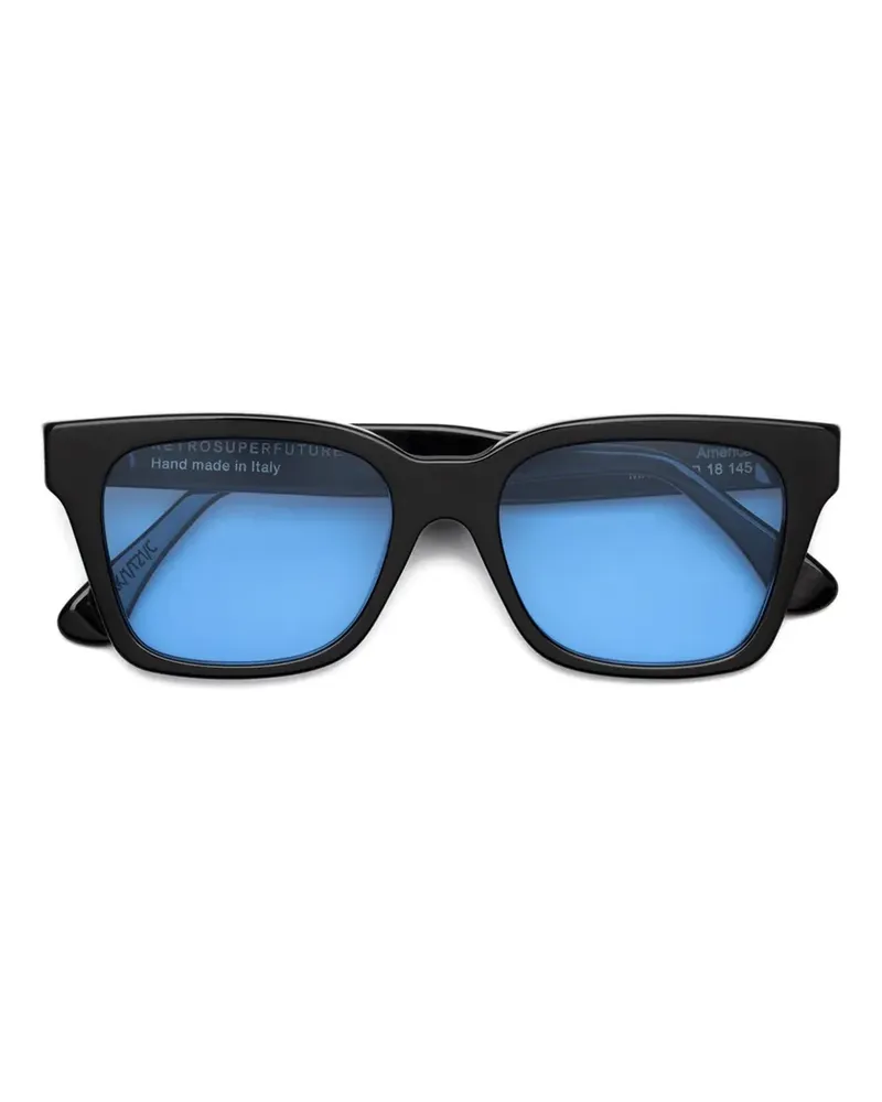 RETROSUPERFUTURE America Sonnenbrille mit eckigem Gestell - Schwarz Schwarz