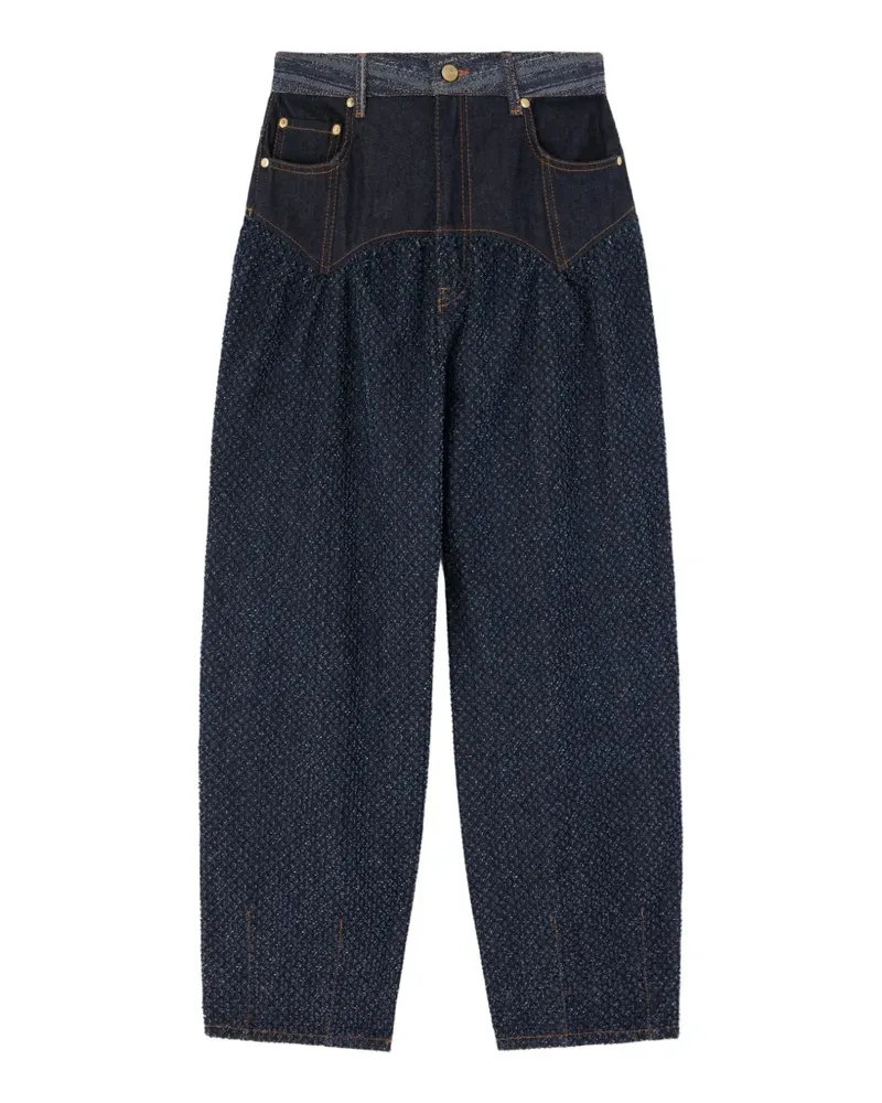 Ganni Corsage-Jeans im Patchwork-Look - Blau Blau