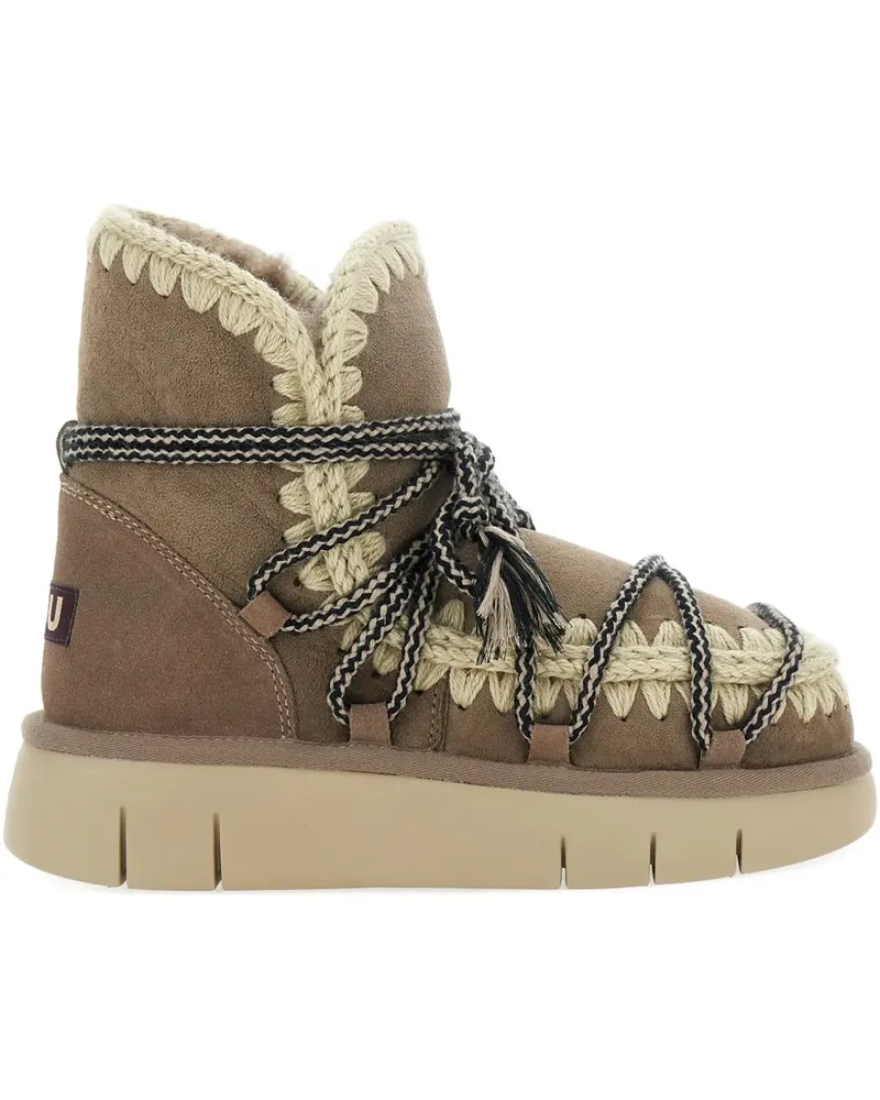 Mou Schnürstiefel mit gehäkeltem Detail 40mm - Braun Braun