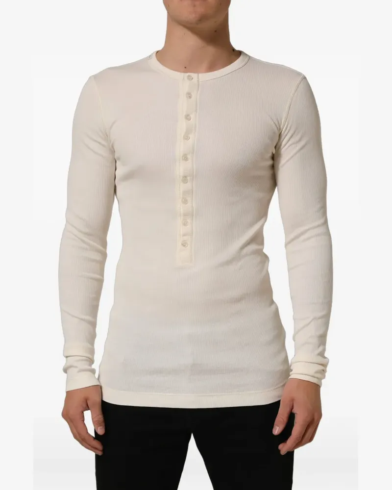 Dolce & Gabbana ribbed-knit long-sleeve Henley T-shirt - Nude Nude