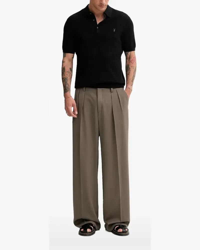 AllSaints Gestricktes Poloshirt - Schwarz Schwarz
