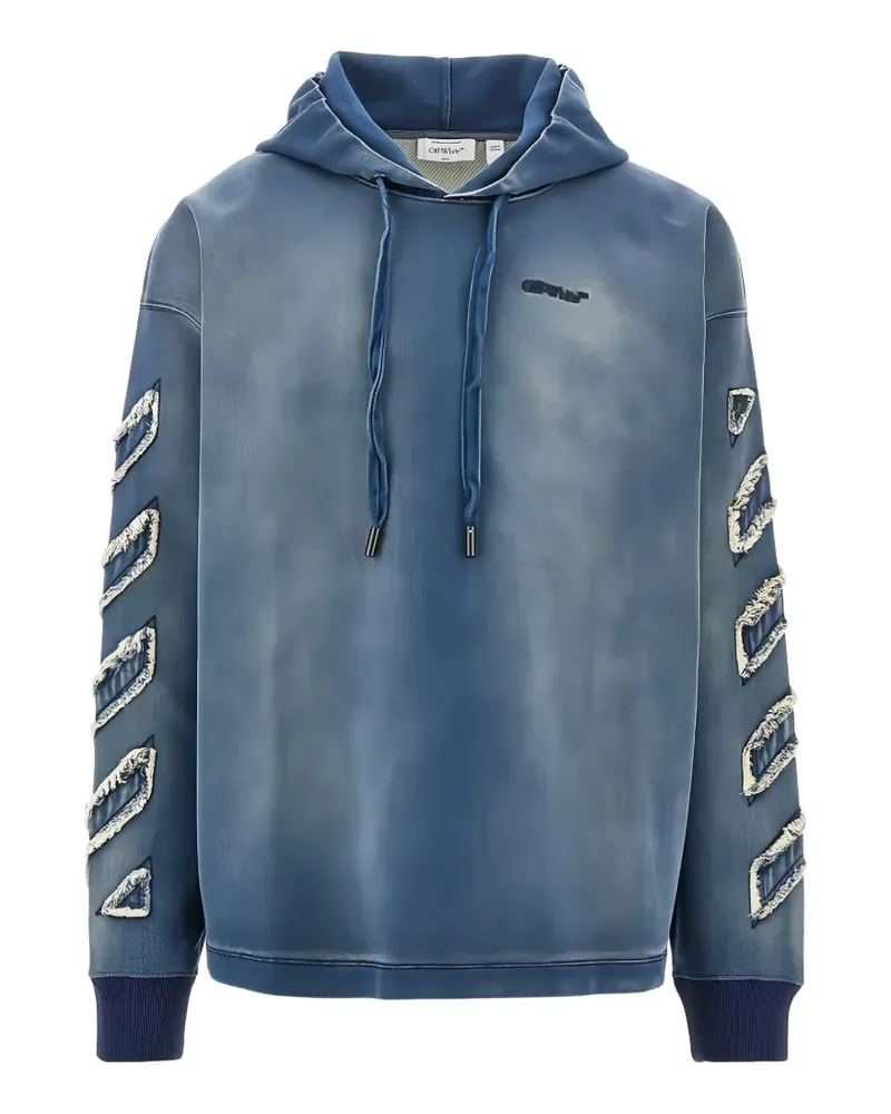 OFF-WHITE Diagonals frayed hoodie - Blau Blau
