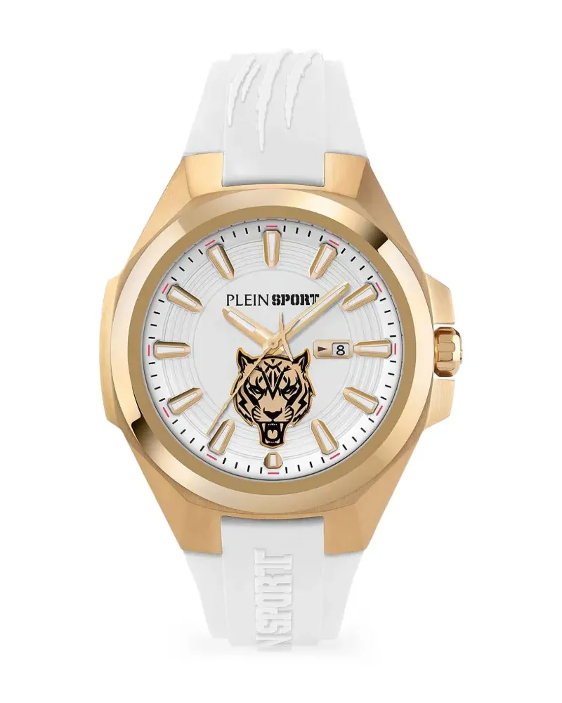 Philipp Plein tiger-motif 44mm watch - Weiß Weiß