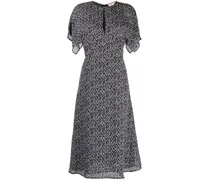 Midikleid mit abstraktem Print - Schwarz