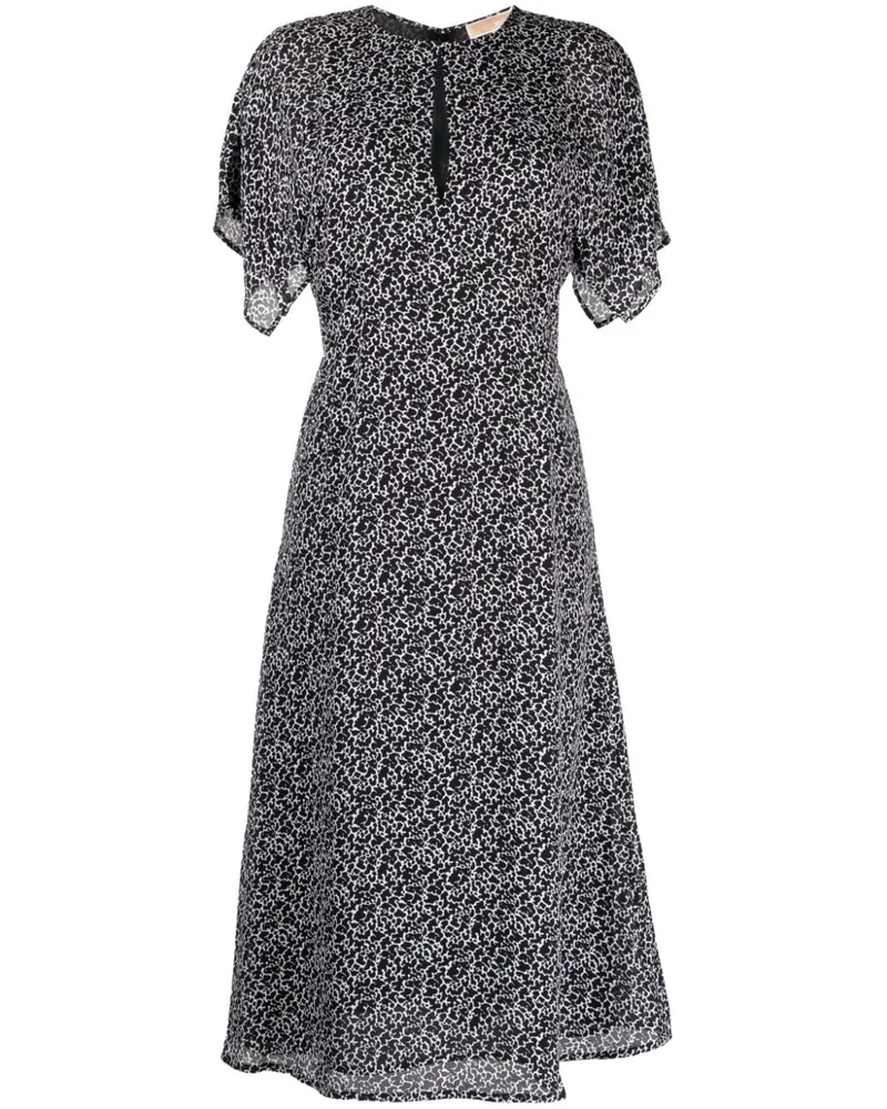 Michael Kors Midikleid mit abstraktem Print - Schwarz Schwarz