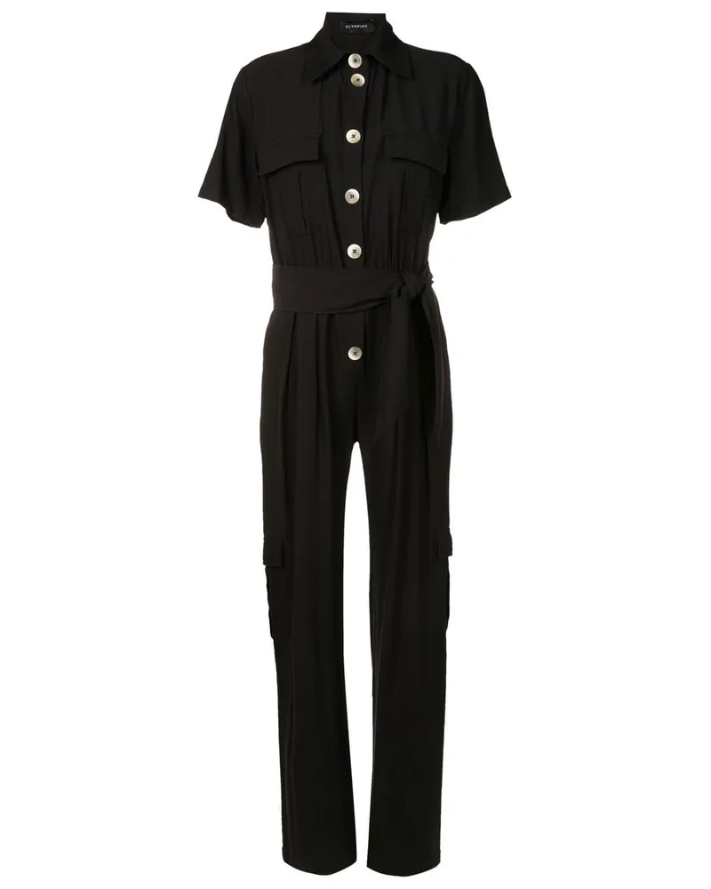 OLYMPIAH Kurzärmeliger Jumpsuit Schwarz