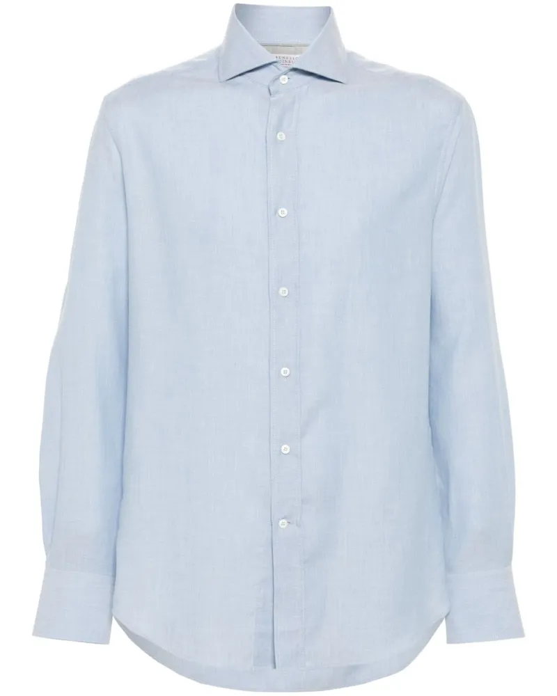 Brunello Cucinelli Klassisches Twill-Hemd - Blau Blau