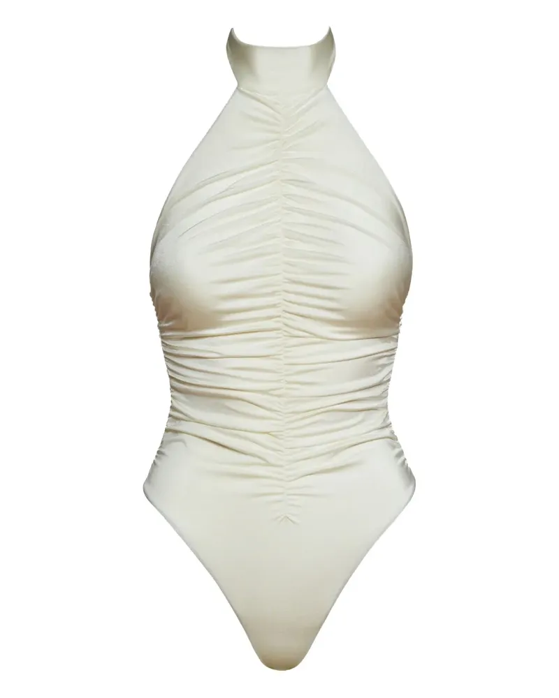 Noire Swimwear Geraffter Neckholder-Badeanzug - Nude Nude
