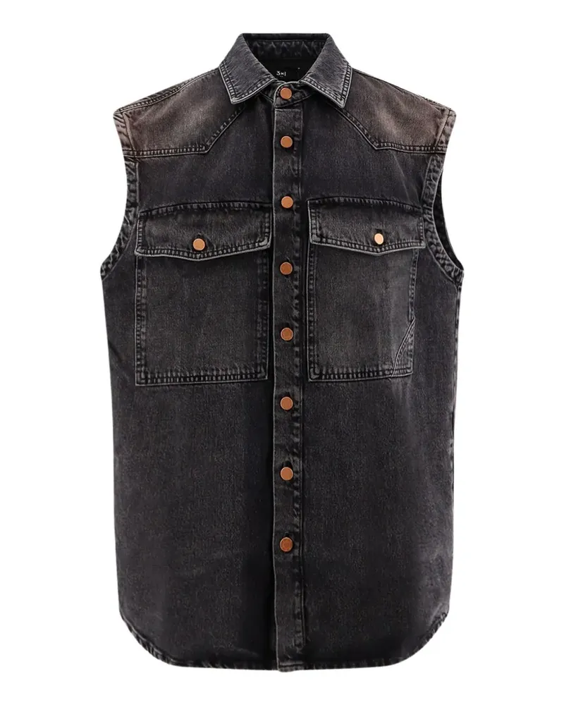 3x1 Ärmelloses Hemd mit Klappentasche - Grau Grau