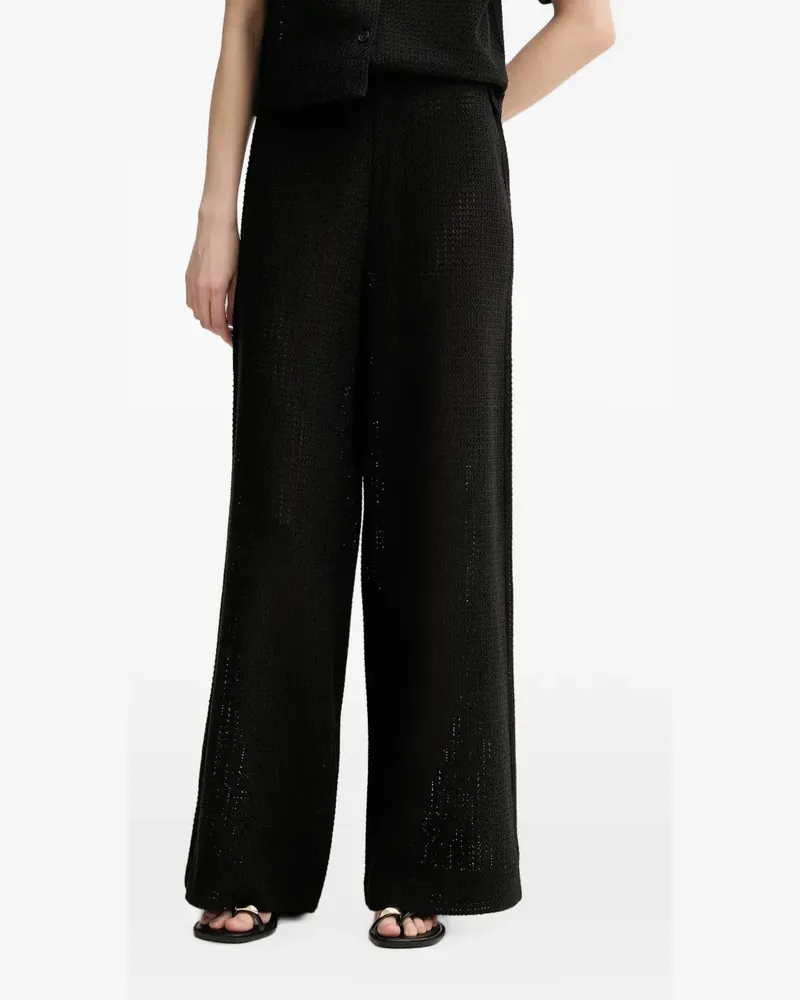 Marc O'Polo crochet-knit wide-leg trousers - Schwarz Schwarz