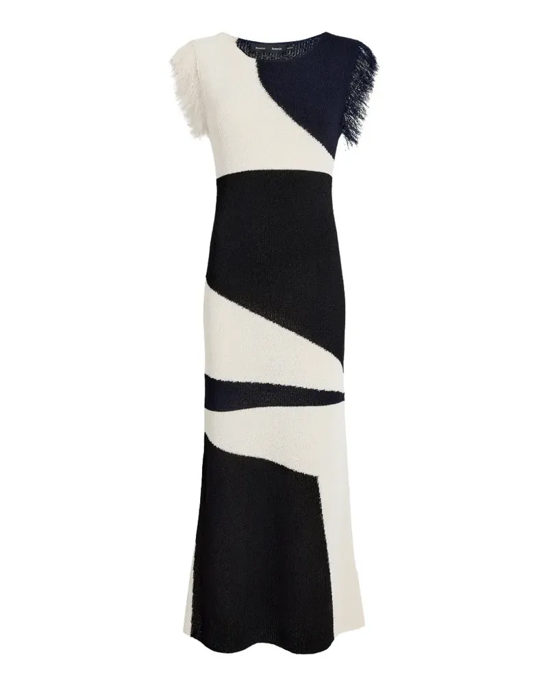 Proenza Schouler Saskia fringe-trimmed intarsia midi dress - Schwarz Schwarz