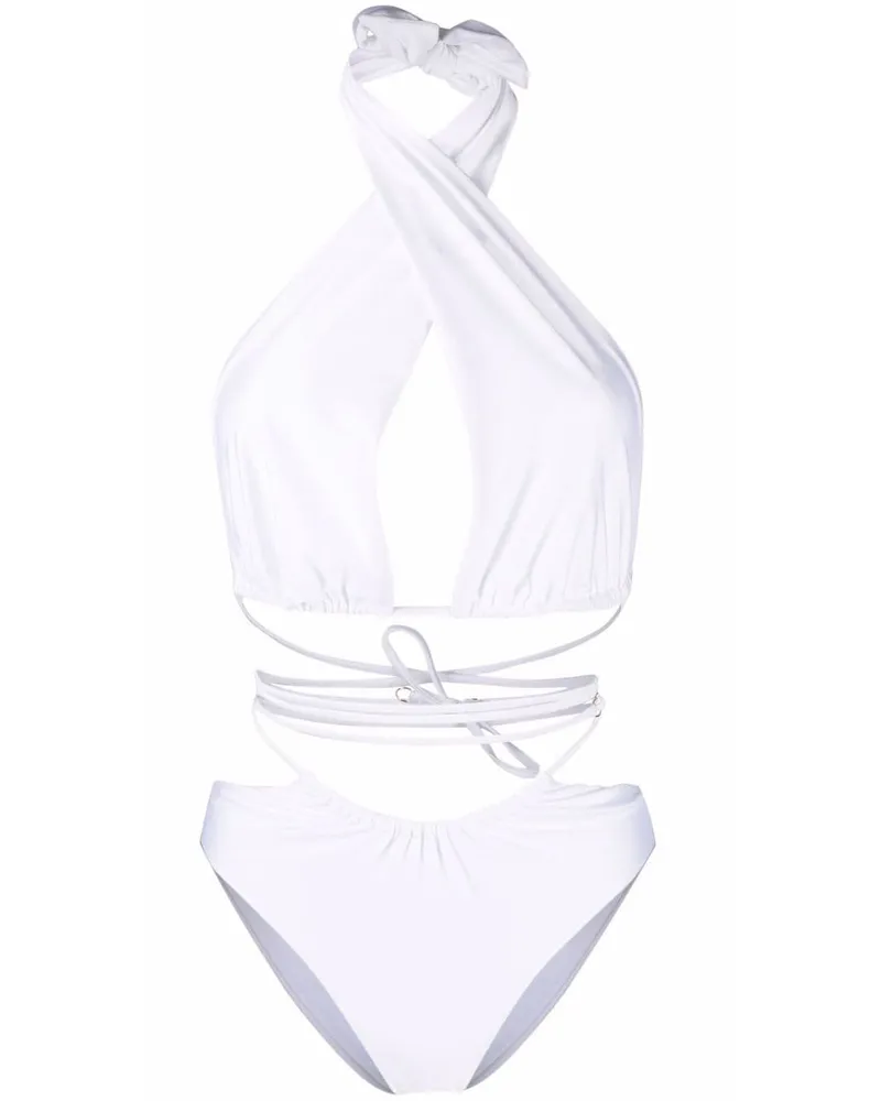 Noire Swimwear Lurex-Badeanzug - Weiß Weiß