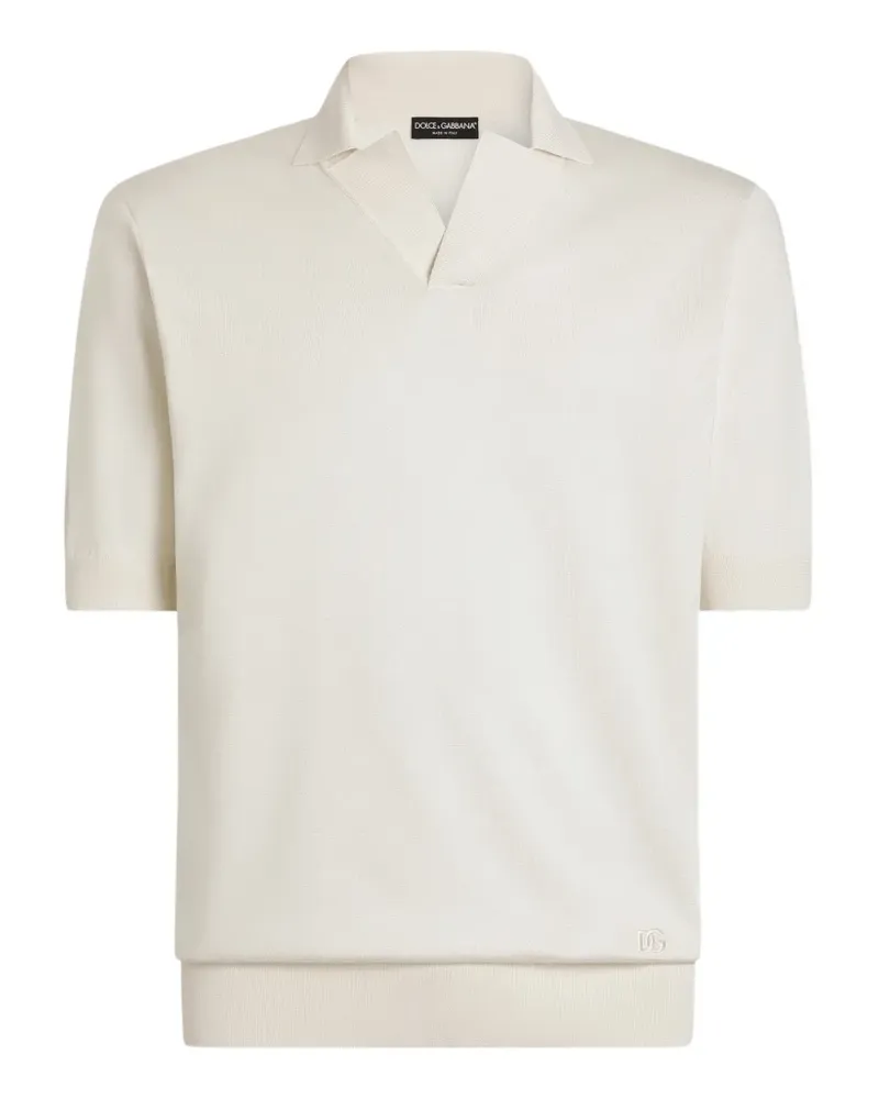 Dolce & Gabbana Poloshirt aus Seidenstrick - Weiß Weiß