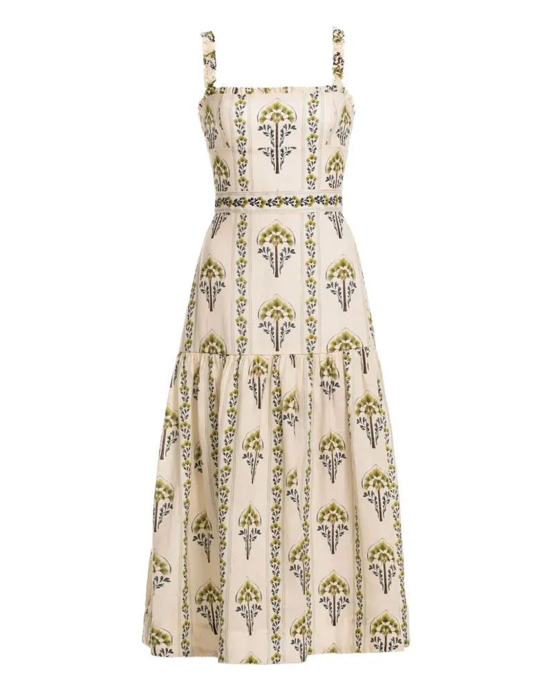 AGUA BENDITA Nispero Moriche Midikleid - Weiß Weiß