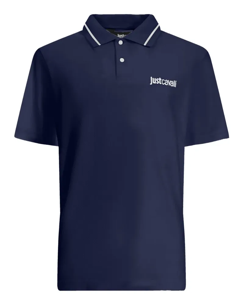 Just Cavalli logo-print tipped polo shirt - Blau Blau
