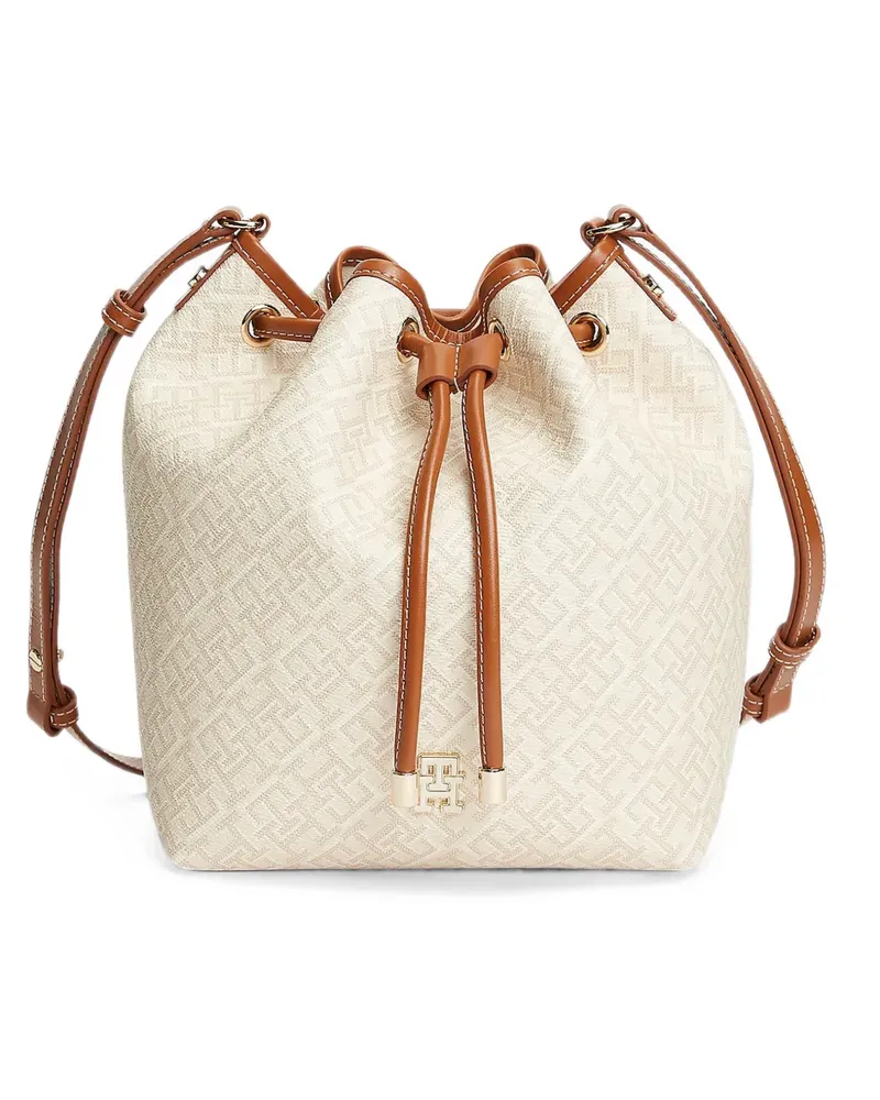 Tommy Hilfiger TH Monoplay monogram-pattern bucket bag - Nude Nude