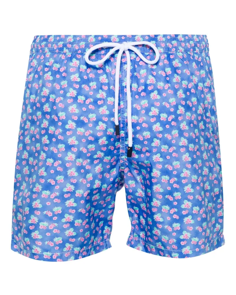 BARBA Badeshorts mit Blumen-Print - Blau Blau