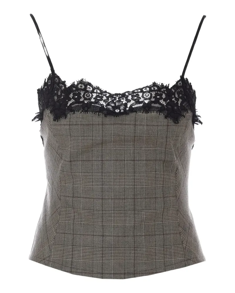 Pinko check top with lace - Grau Grau