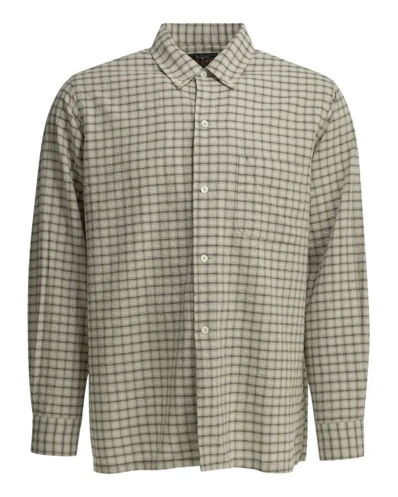 Beams Plus check-pattern seersucker shirt - Nude Nude