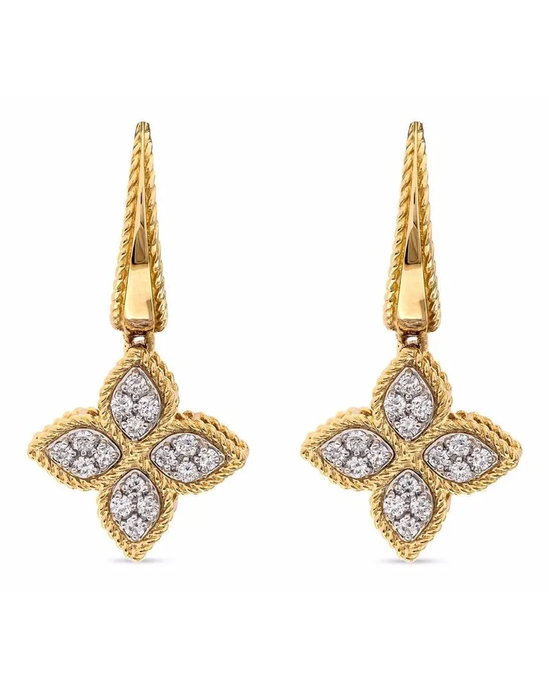 Roberto Coin 18kt Princess Flower Gelbgoldohrringe mit Diamanten Gold