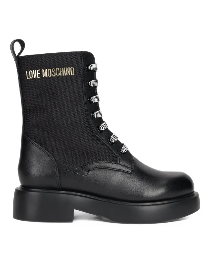Moschino lace-up logo-plaque ankle boots - Schwarz Schwarz