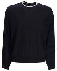 Emporio Armani Schurwollpullover mit Streifendetail Blau