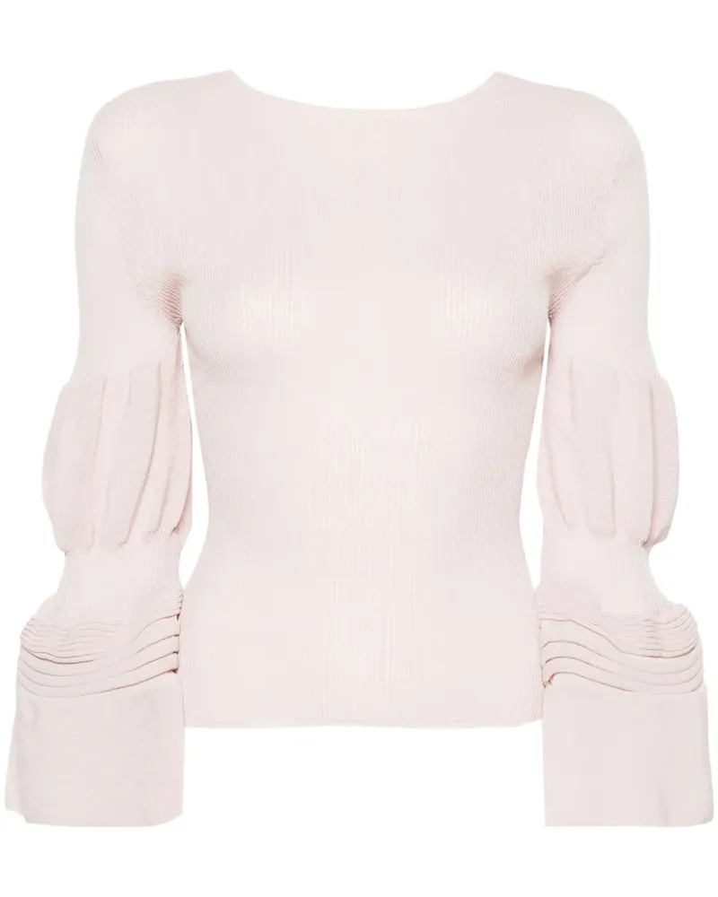 Issey Miyake Geripptes Strickoberteil - Rosa Rosa