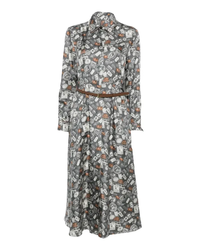 Max Mara Kleid mit Print und Kragen - Grau Grau