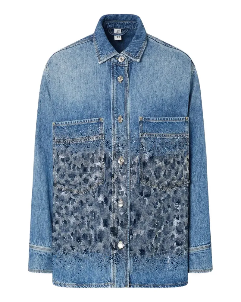 Liu Jo Jeans-Hemdjacke mit Animal-Print und Strass - Blau Blau