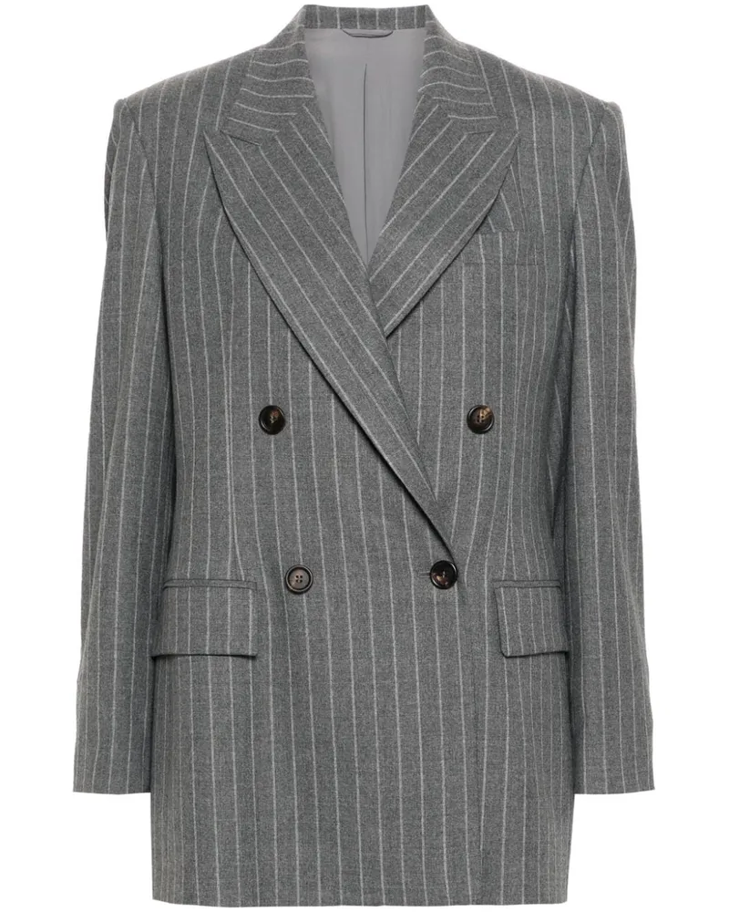 Brunello Cucinelli Wollblazer mit Nadelstreifen - Grau Grau