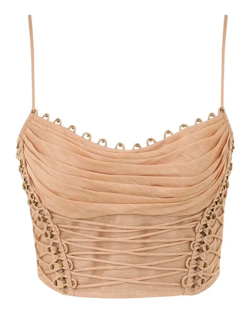 Zimmermann Rebellion beaded crop top - Nude Nude