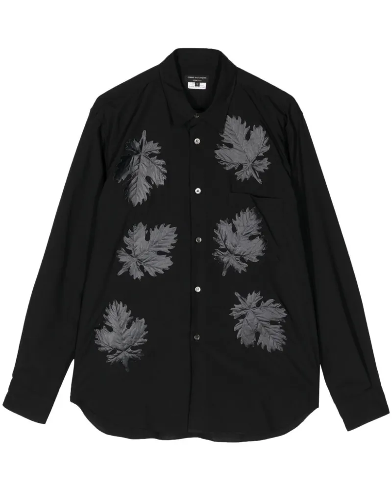 Comme des Garçons Hemd mit Blattapplikation - Schwarz Schwarz