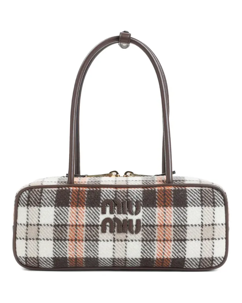 Miu Miu Karierte Schultertasche mit Henkel - Braun Braun