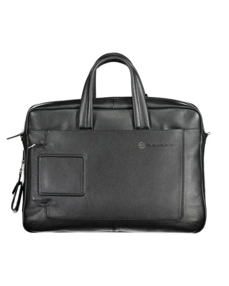 Piquadro grained leather briefcase - Schwarz Schwarz