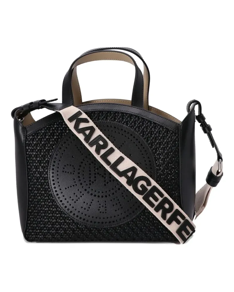 Karl Lagerfeld Kleine Tote Bag mit perforiertem Logo - Schwarz Schwarz