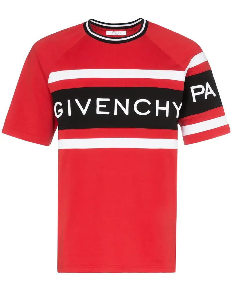 Givenchy T-Shirt mit Logo-Streifen - Rot Rot
